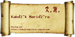 Kabók Marióra névjegykártya
